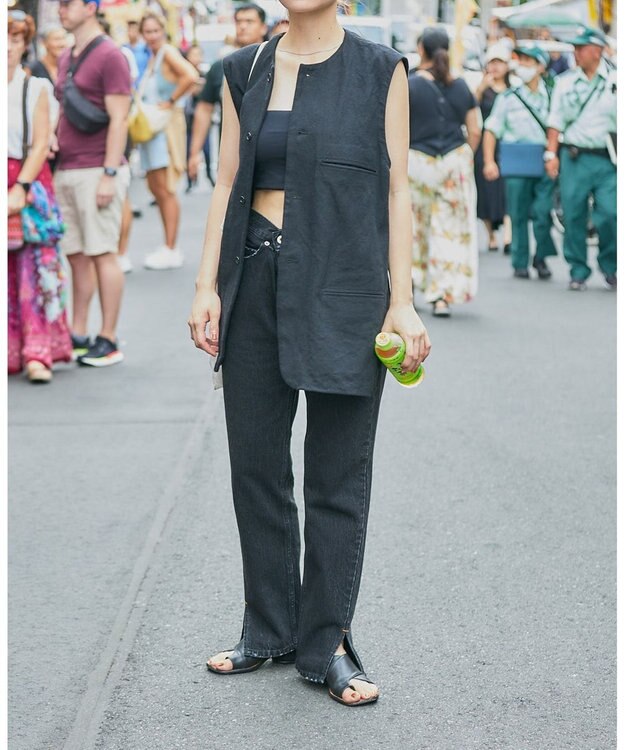 woadblue Slit Straight/WBN3303 BLACK