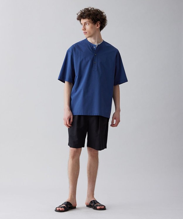 UNFILO MENS 【撥水】コットン ヘンリーシャツ [23年春夏商品] ブルー