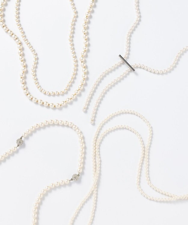 23区 クリップ パール ラリエット ネックレス シルバー系