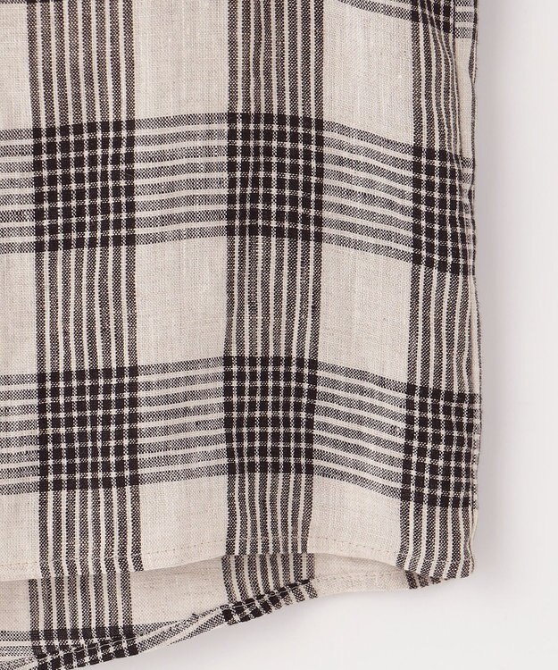 J.PRESS LADIES 【洗える】フレンチリネン チェック ブラウス ブラック×ベージュチェック系3