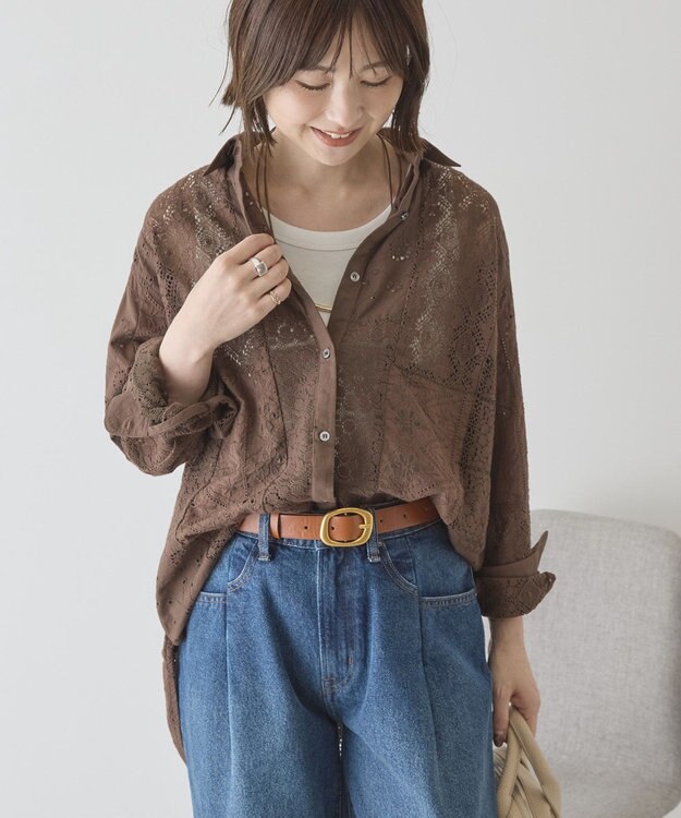 AMERICAN HOLIC レースパッチワークシャツ Off White