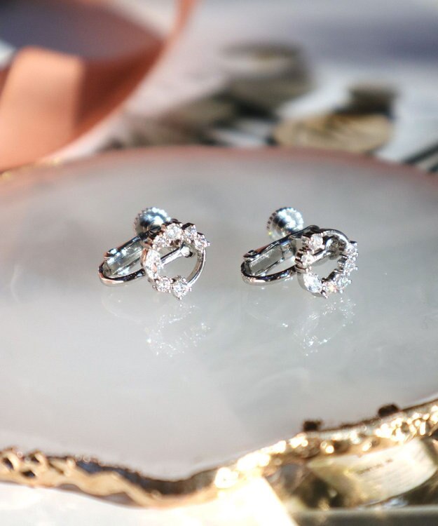 Tiaclasse 【金属アレルギー対応】　サークルストーンイヤリング シルバー