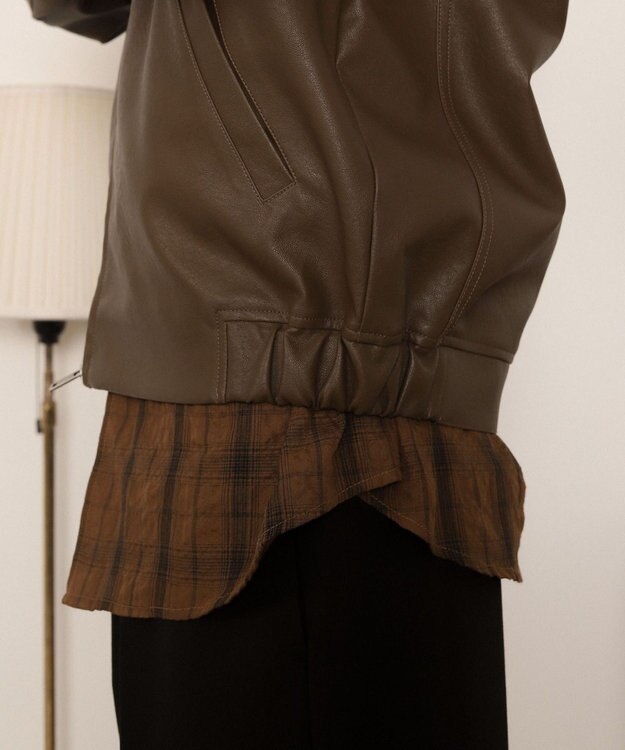 WEGO PUダブルZIPブルゾン ブラウン