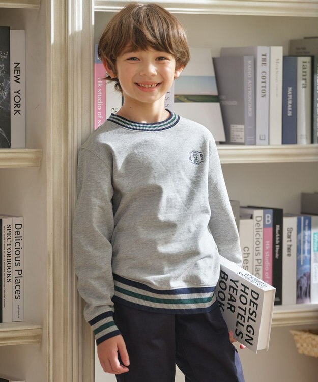 J.PRESS KIDS 【140-170cm】トリコリブコンビボーダー ミニ裏毛 トレーナー グレー系