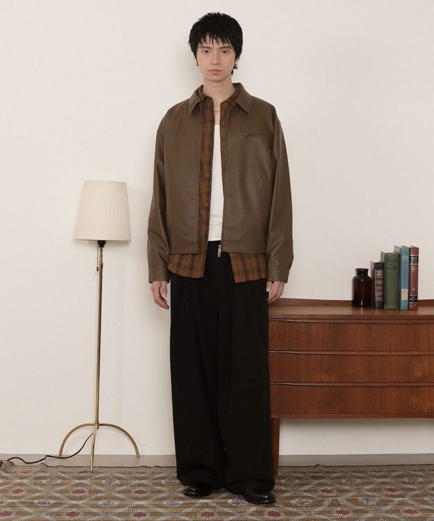 WEGO PUダブルZIPブルゾン ブラウン