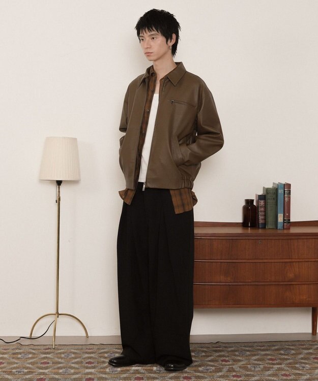 WEGO PUダブルZIPブルゾン ブラウン