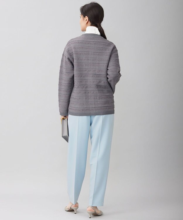 自由区 【洗える】オックスストレッチテーパード パンツ サックス