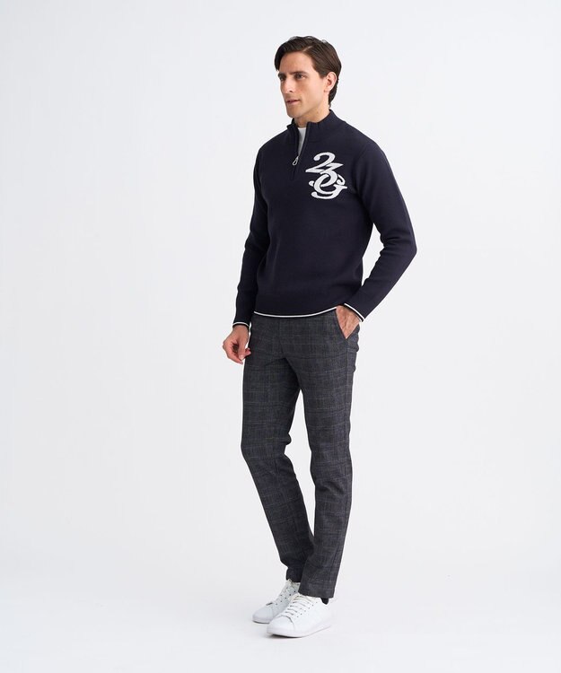 23区GOLF 【MEN】ロゴグラフィックもちもちニット ネイビー系