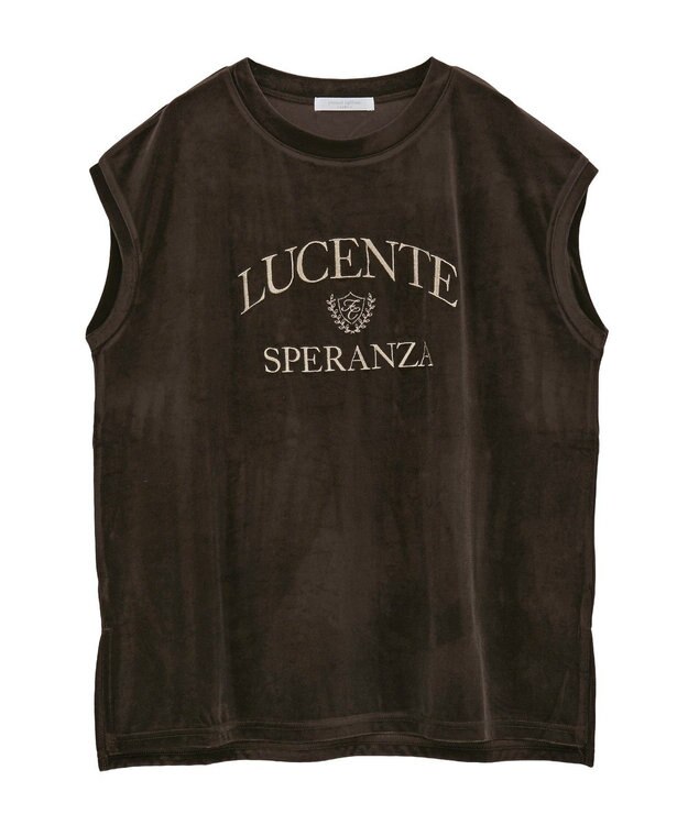 Green Parks ベロアロゴフレンチスリーブチュニック Brown