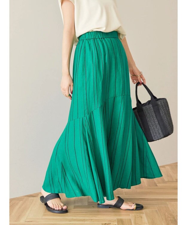 AMERICAN HOLIC リネンブレンドストライプマーメードスカート Stripe Green