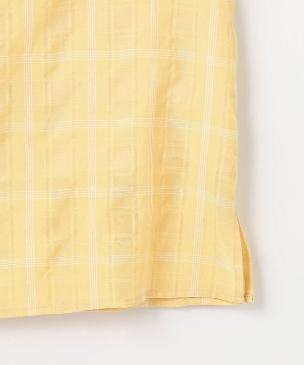 J.PRESS LADIES S 【洗える】SHEER チェック フレアスリーブ ブラウス マリーゴールド系