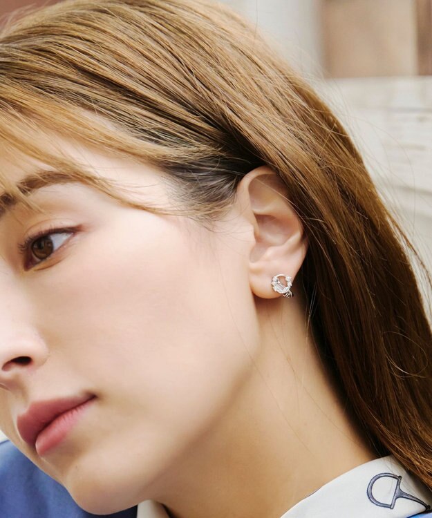 Tiaclasse 【金属アレルギー対応】　サークルストーンイヤリング シルバー