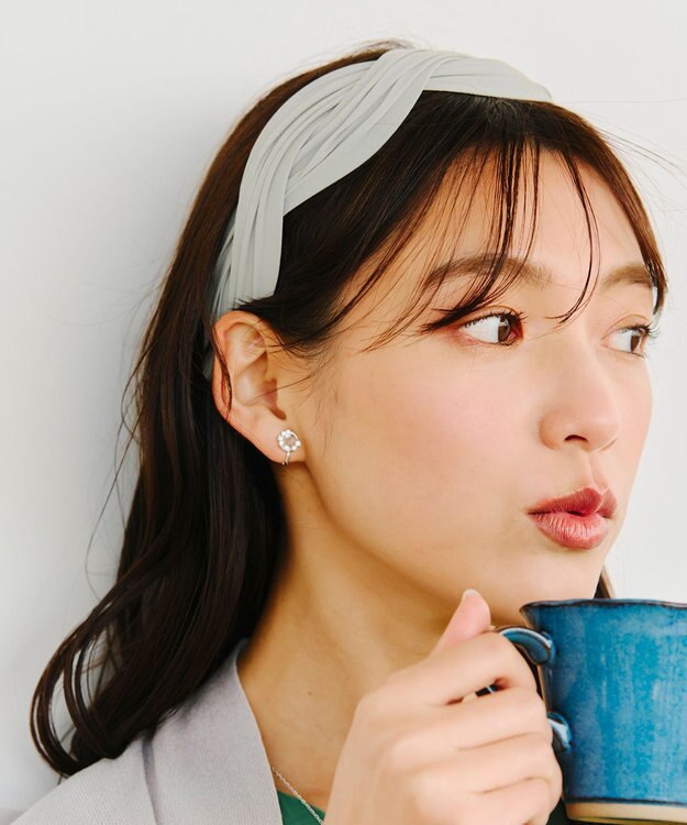 Tiaclasse 【金属アレルギー対応】　サークルストーンイヤリング シルバー