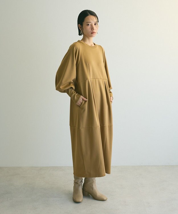 Green Parks ａ．ポンチ袖ボリュームワンピース Beige