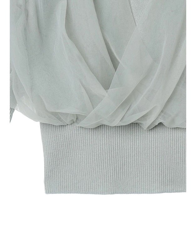 earth music&ecology チュールドッキングニットプルオーバー Blue Green