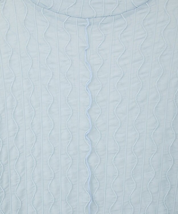 earth music&ecology ハイネックシアーうねうねプルオーバー Light Blue