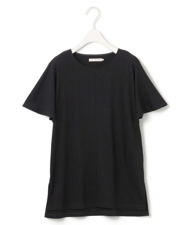 ICB 【接触冷感・UVケア・洗える】 ハイツイストスムース ケープデザインカットソー ブラック系