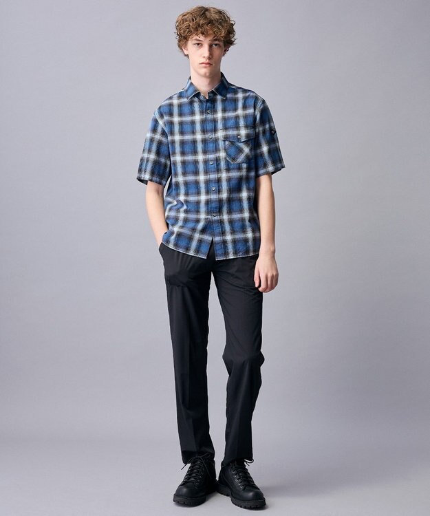 JOSEPH ABBOUD MOUNTAIN 【日本素材/ドライタッチ/軽量/オーガニックコットン】ドライチェック アウトドアシャツ ネイビー系3