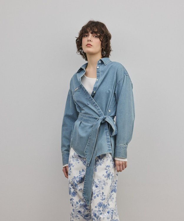 GRACE CONTINENTAL デニムボウタイシャツ ブルー