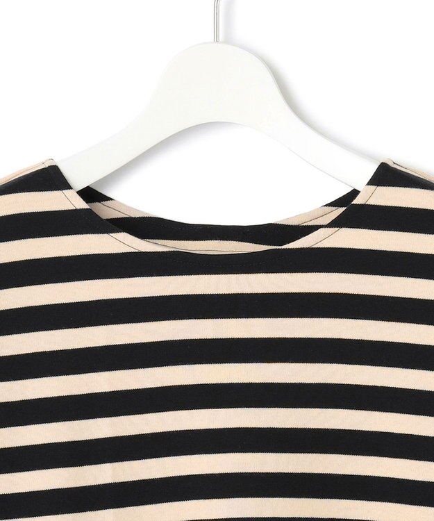 23区 【CanCam４月号掲載/洗える】Armor-lux スムース バックボタン ボーダー カットソー ブラック×ベージュ