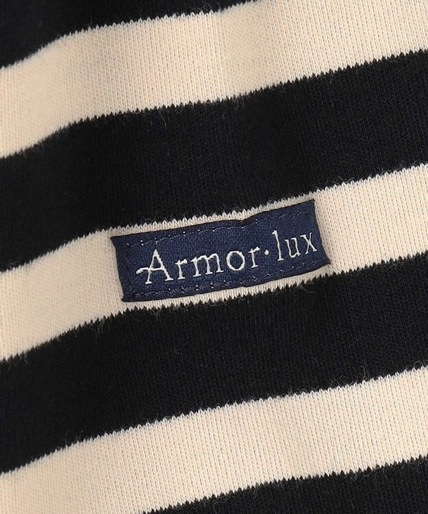 23区 S 【CanCam４月号掲載/洗える】Armor-lux スムース バックボタン ボーダー カットソー ブラック×ベージュ