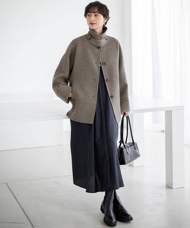 23区 L 【洗える】TWビエラ シャツワンピース ネイビー系