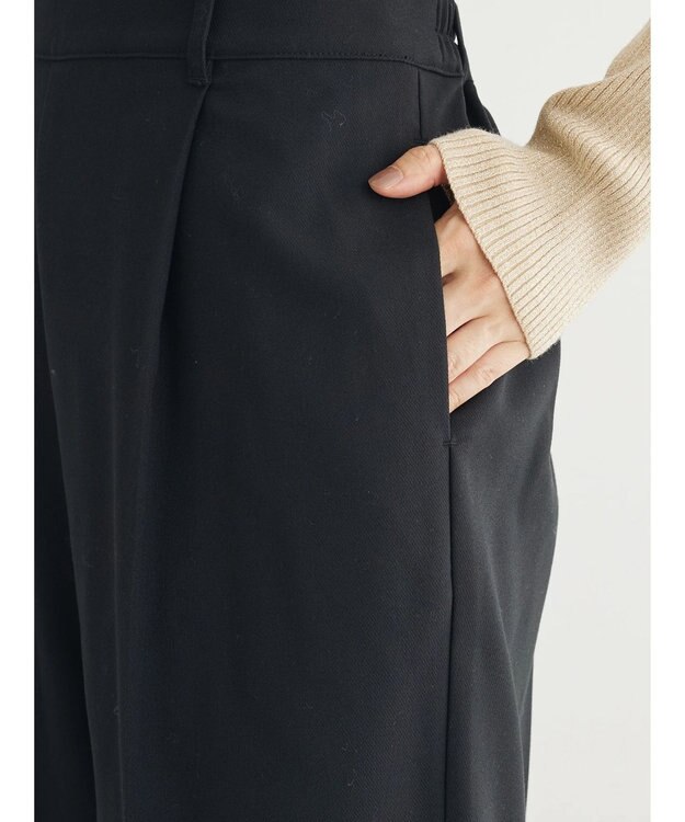 Green Parks あったかきれいシルエットストレートパンツ Black