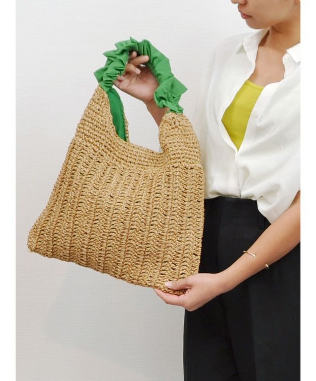 UNBILLION cachecache フリルワンハンドルペーパー手編みトート グリーン