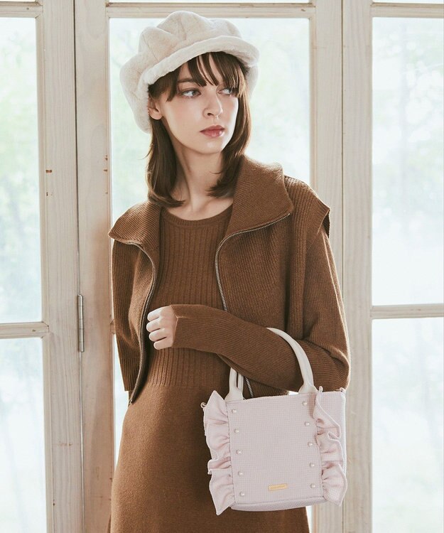 Maison de FLEUR 2WayフリルトートSバッグ Pink