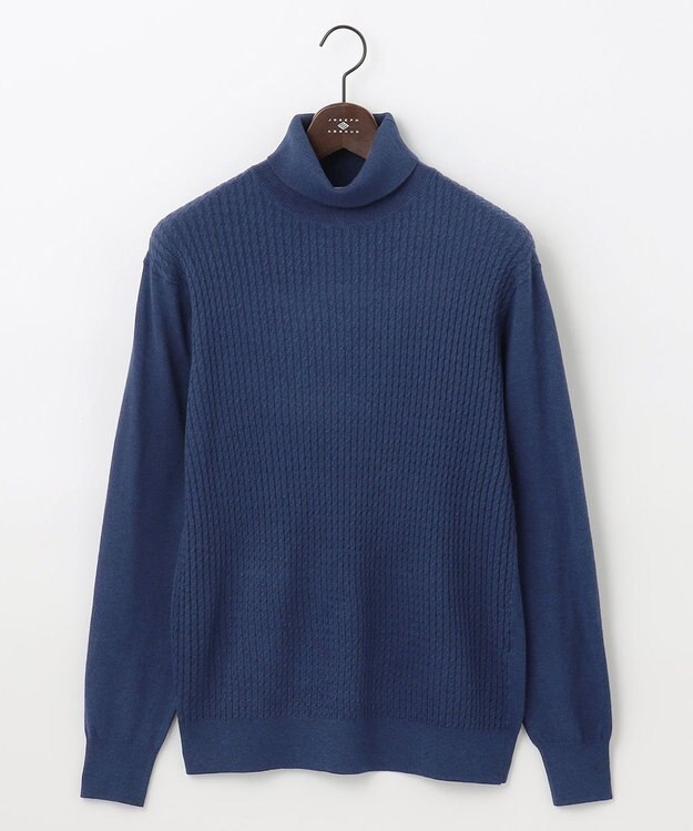 JOSEPH ABBOUD 【チクチクしないタートルネック/イージーケア/3シーズン対応】 コンフォート タートルネック セーター ブルー系