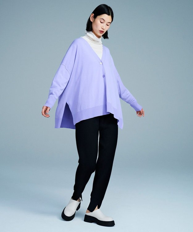 UNFILO スタイルアップニット カーディガン ライラック系