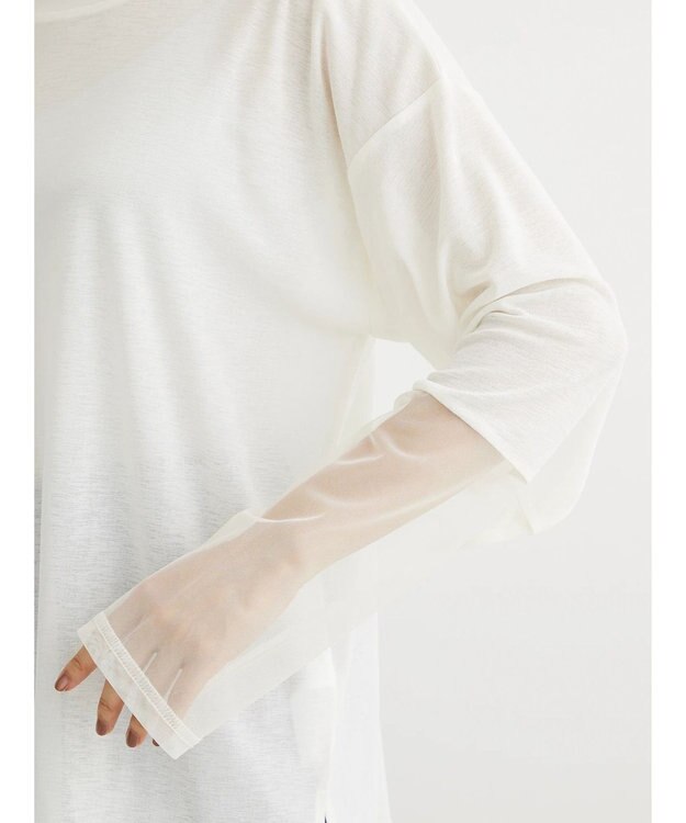 Green Parks 袖チュールドッキングシアープルオーバー Off White