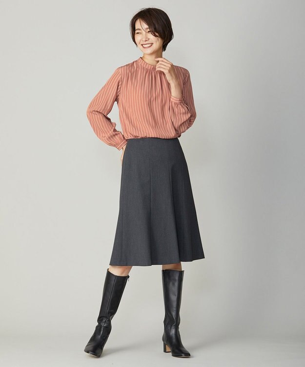 J.PRESS LADIES L 【洗える】アルガンシルク スカート グレー系