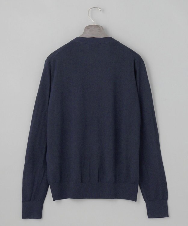 GOTAIRIKU 体温調整に【洗える/チクチクしにくい/ピリングしにくい】イタリア糸 ハイゲージ カーディガン_WOOL100% ネイビー系