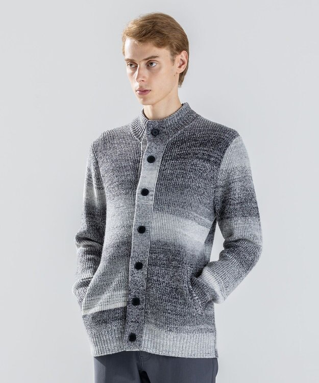 JOSEPH HOMME グラデーションメランジ　ニットカーディガン　 ライトグレー系