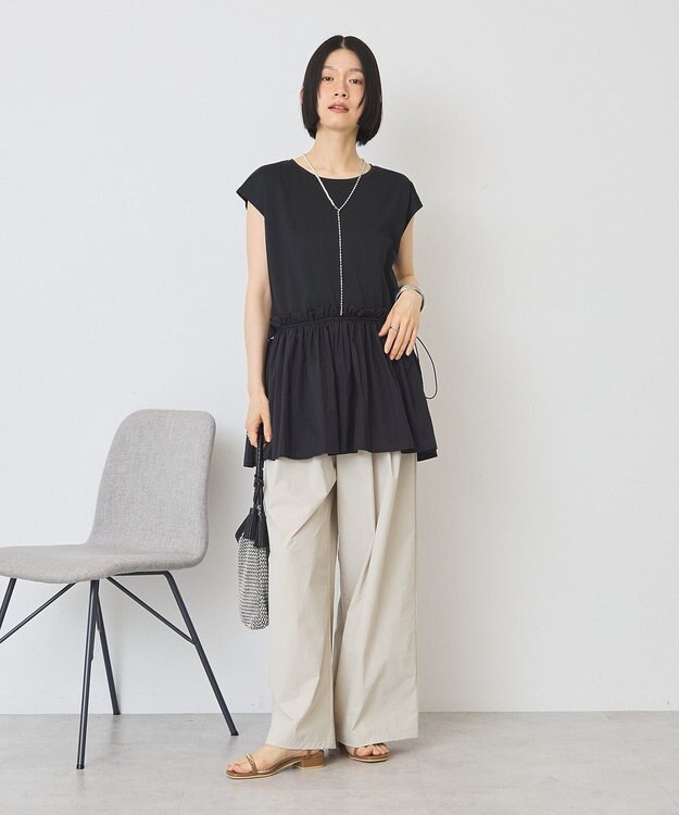 AMERICAN HOLIC 汗染み防止・異素材ペプラムプルオーバー Black
