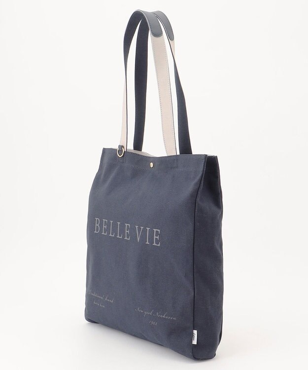 J.PRESS LADIES 【WEB限定カラーあり・セットアイテム・撥水加工・A4サイズ収納可】ポーチ付き PRINTED トート バッグ ネイビー系