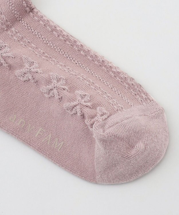 ANY KIDS ジャガードリボン柄タイツ ピンク