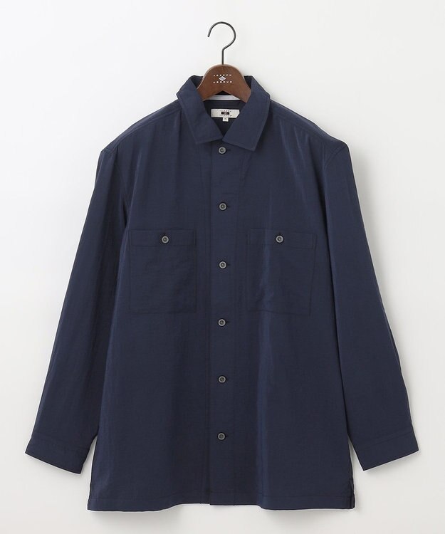 JOSEPH ABBOUD 【キングサイズ・サスティナブル】リンクルマイヤー シャツアウター ネイビー系