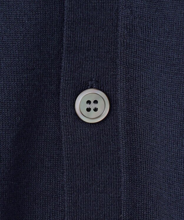 GOTAIRIKU 体温調整に【洗える/チクチクしにくい/ピリングしにくい】イタリア糸 ハイゲージ カーディガン_WOOL100% ネイビー系