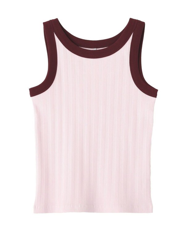AMERICAN HOLIC ランダムリブ配色タンクトップ Light Pink