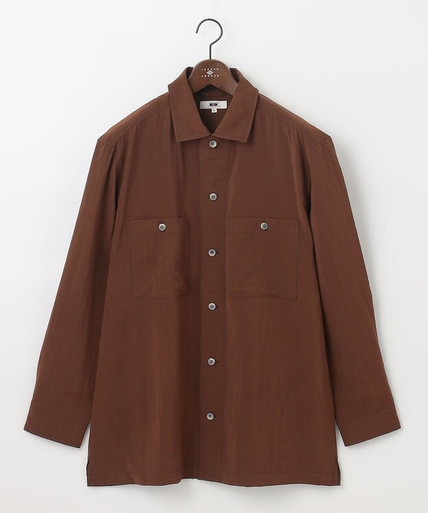 JOSEPH ABBOUD 【キングサイズ・サスティナブル】リンクルマイヤー シャツアウター ブラウン系