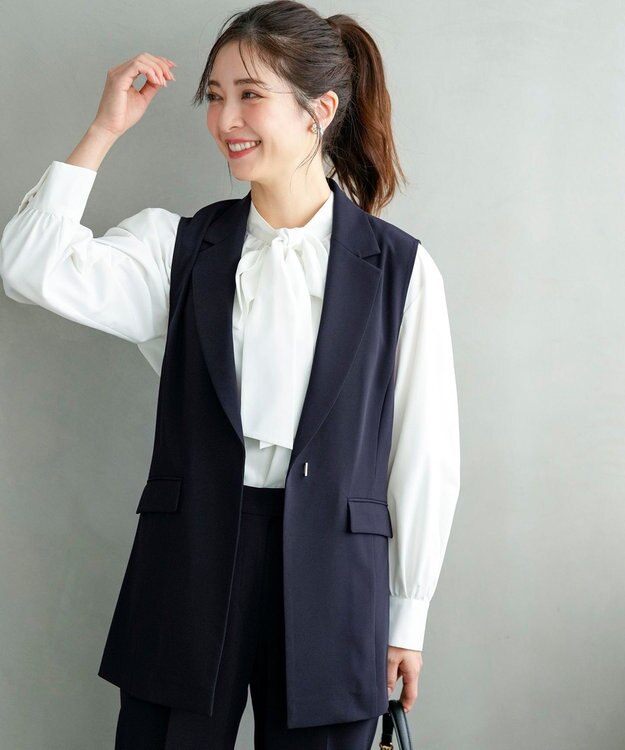 ANY SIS L セレモニーダブルクロス ジレ ネイビー