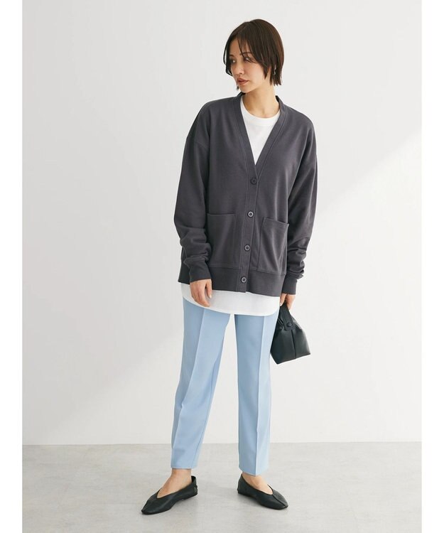 Green Parks ミニ裏毛Ｖネックカーディガン Dark Gray