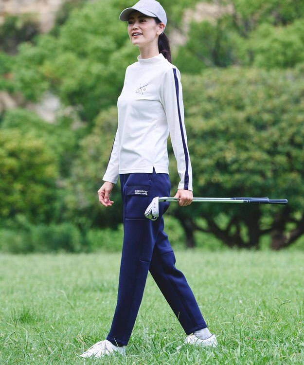 23区GOLF 【WOMEN】【吸水速乾/UVカット】ベアスムースモックシャツ ホワイト系