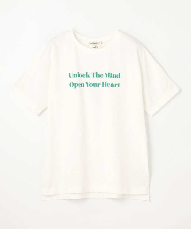 ANY オーガビッツロゴ・フォトTシャツ オフ×グリーンロゴ