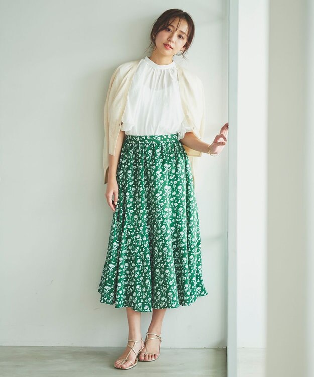 Feroux 【洗える】Vネックシアー カーデ ベージュ系