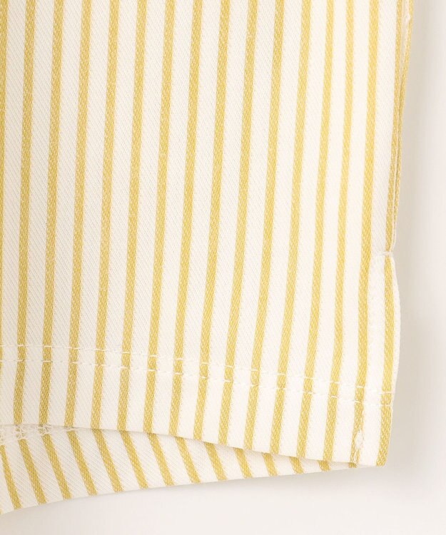 自由区 【洗える】リヨセルコットンストライプ カットソー オフ×ピスタチオ