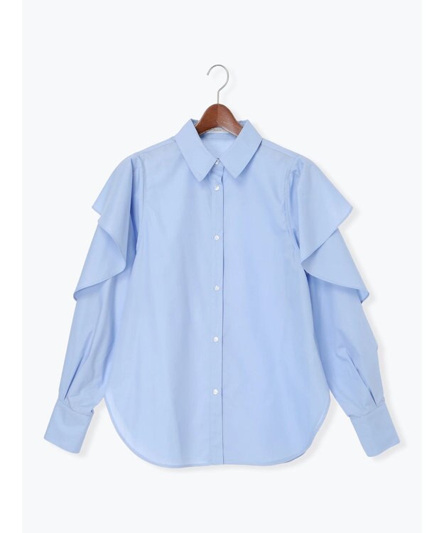 Te chichi 【泉 里香さん着用・Oggi.jp10/23掲載】ラッフルスリーブシャツ ブルー