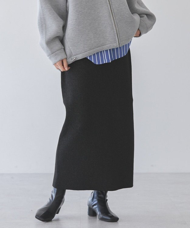 AMERICAN HOLIC ラメリブニットタイトスカート Black